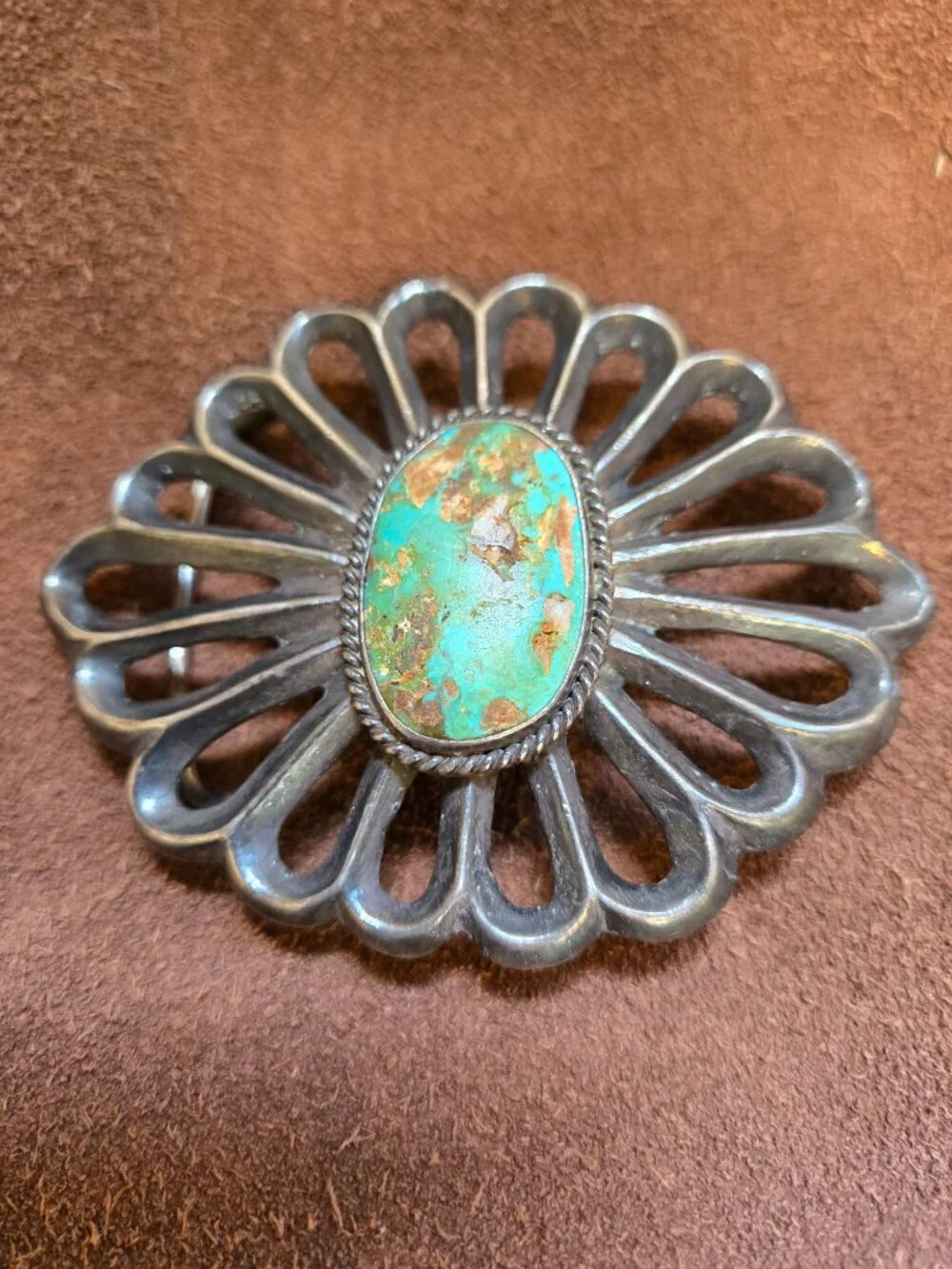 Vintage 1960's Sandcast Buckle with Royston Turquoise